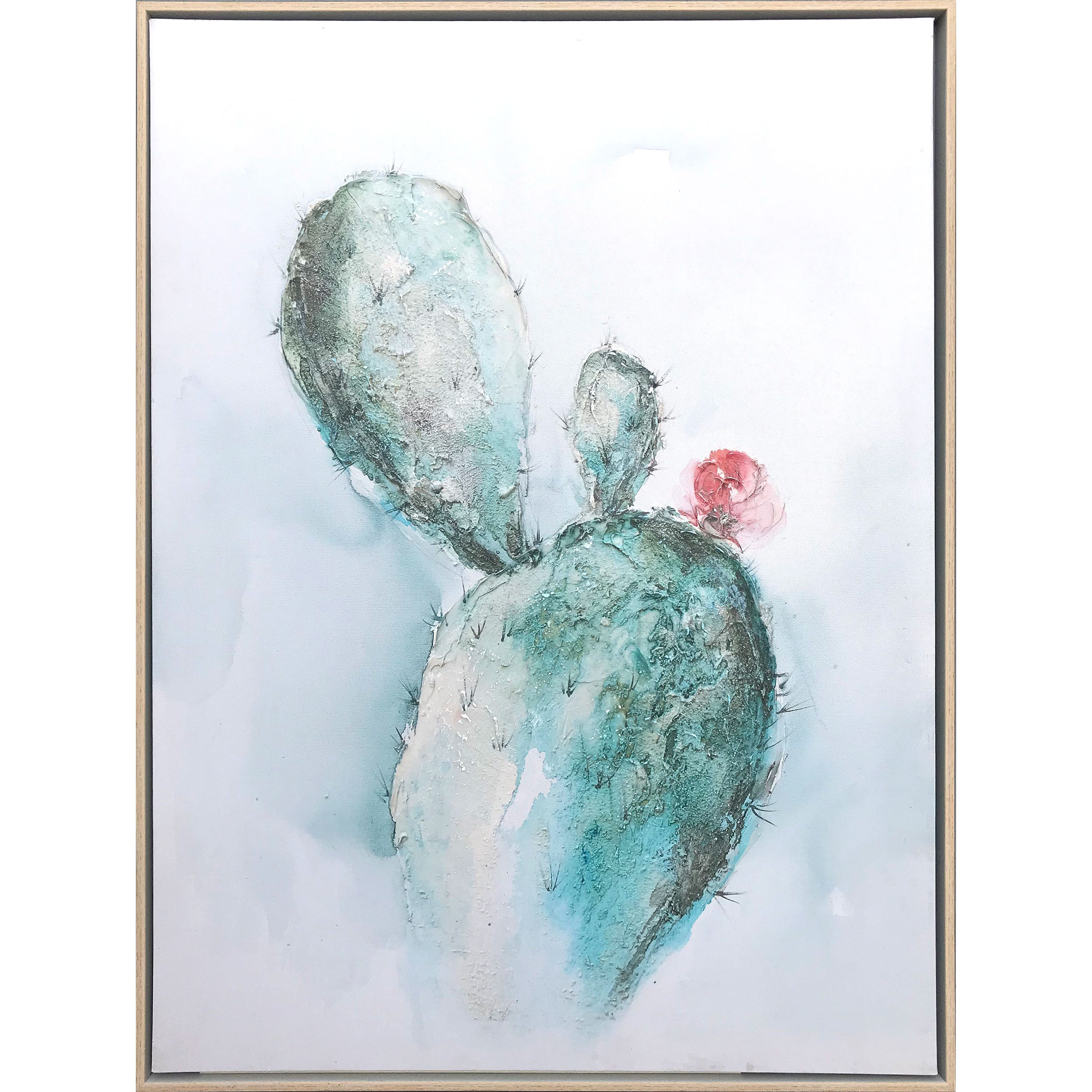 Desert Bloom Hand Painted Brown Floater Frame Wall Art-1