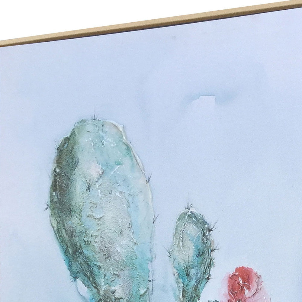 Desert Bloom Hand Painted Brown Floater Frame Wall Art-3