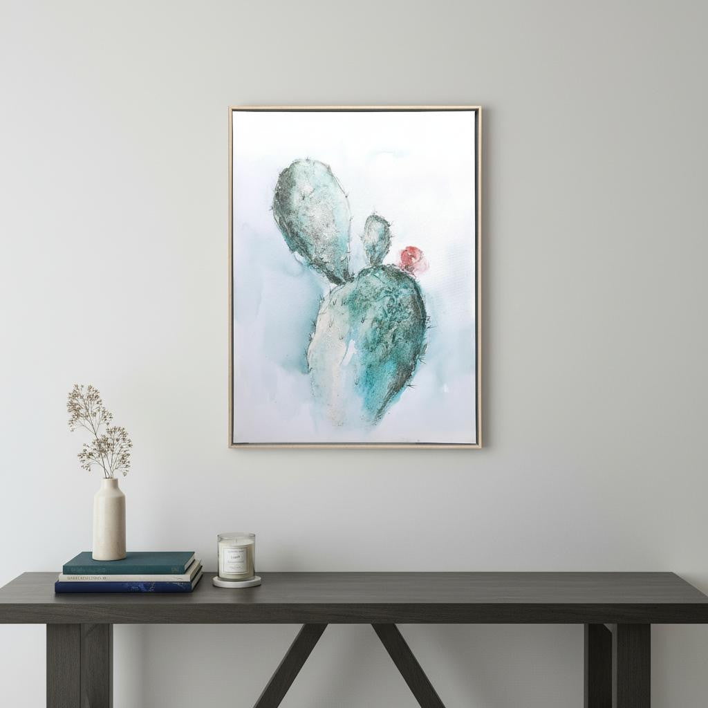 Desert Bloom Hand Painted Brown Floater Frame Wall Art-0