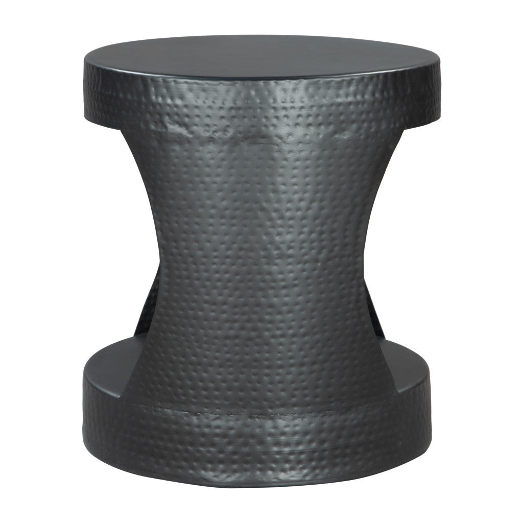 20" Black Iron Round Floor Shelf End Table-2