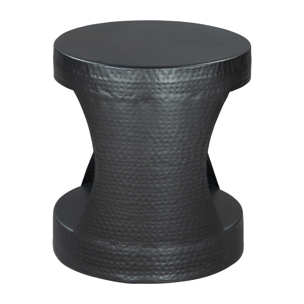 20" Black Iron Round Floor Shelf End Table-4