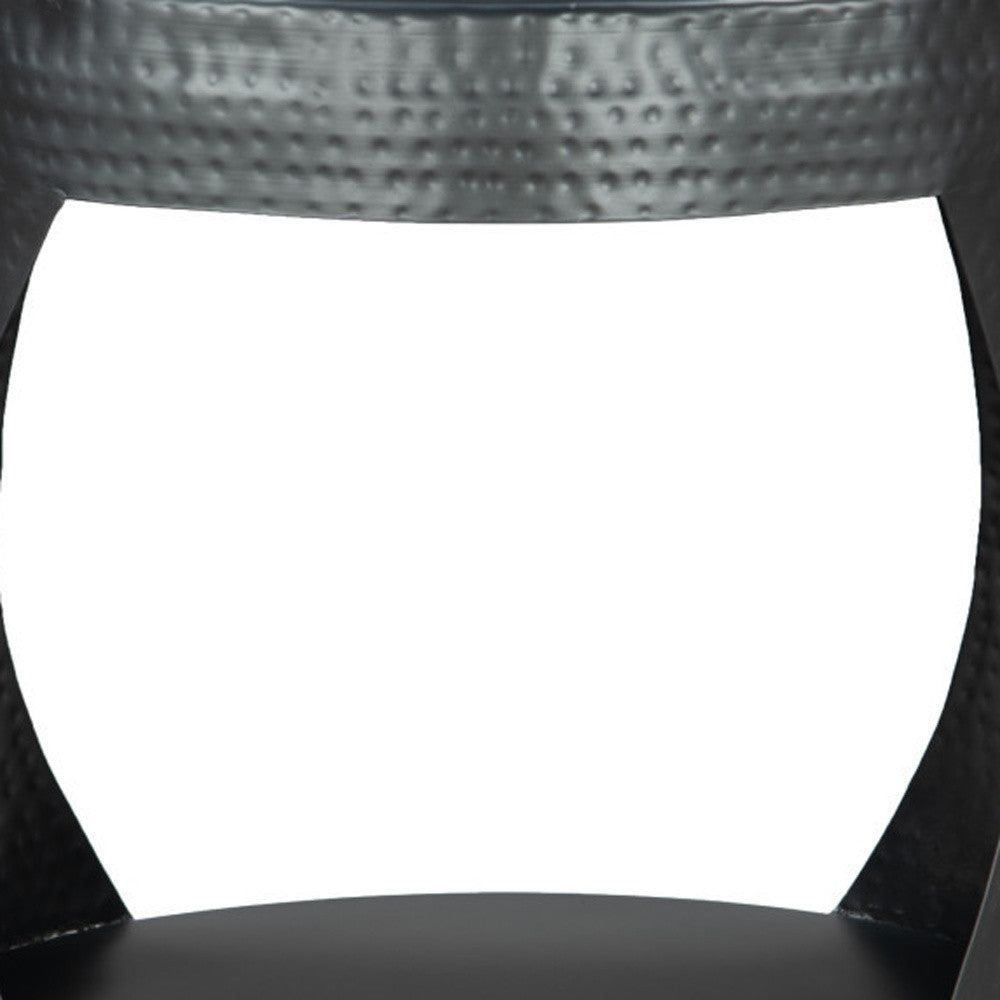 20" Black Iron Round Floor Shelf End Table-5