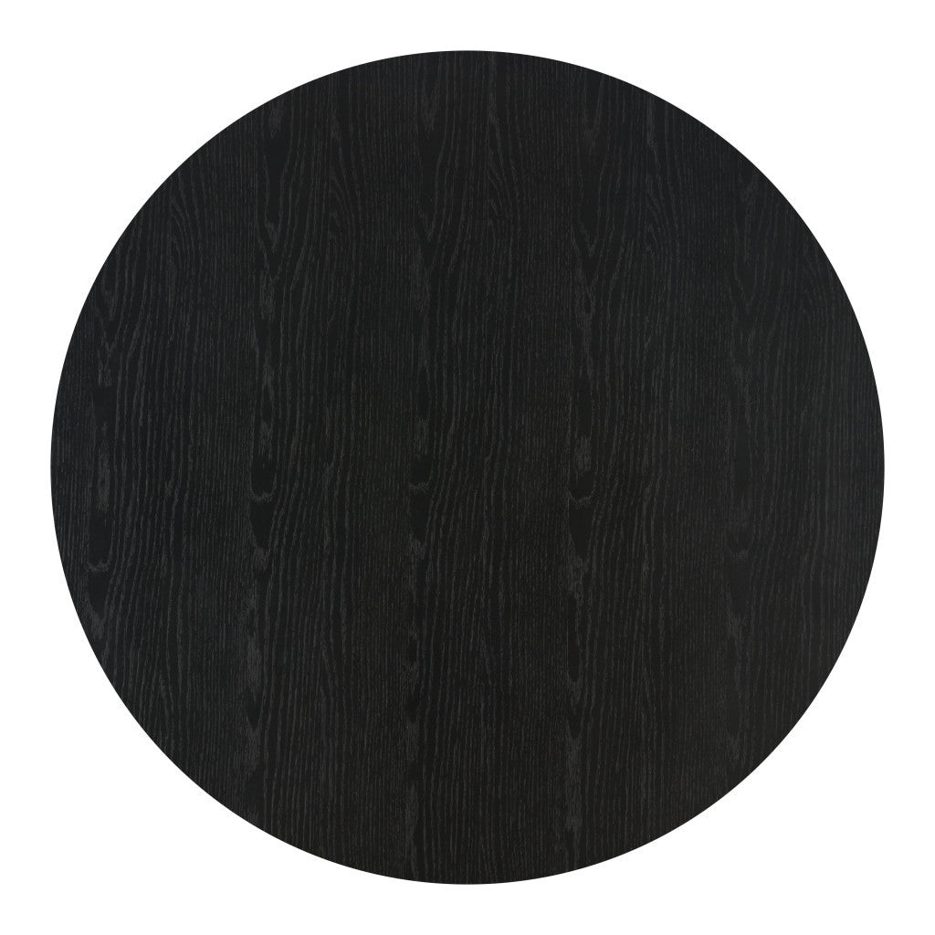 32" Black and Walnut Wood Round Drum Coffee Table-5