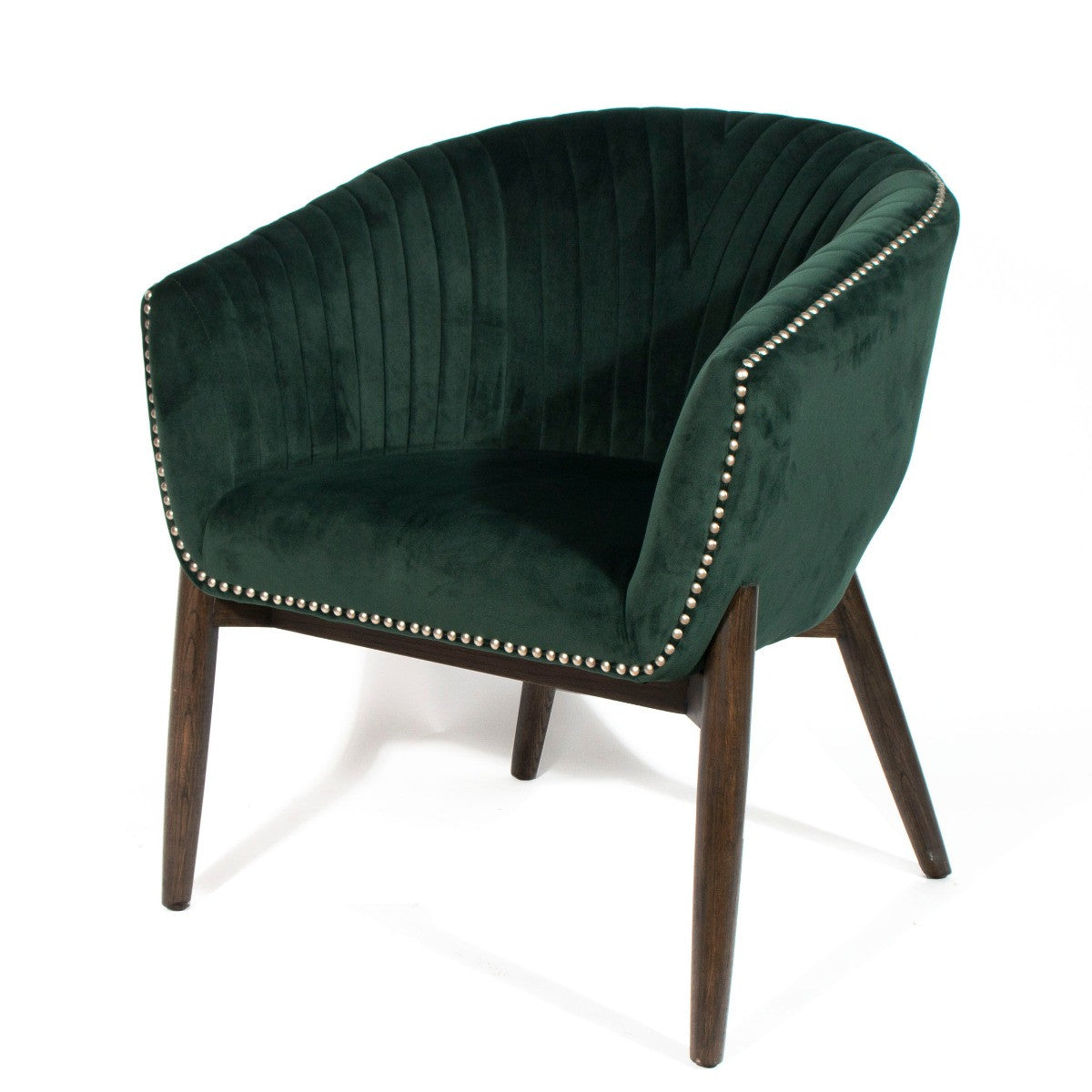 28" Green And Brown Velvet Arm Chair-1