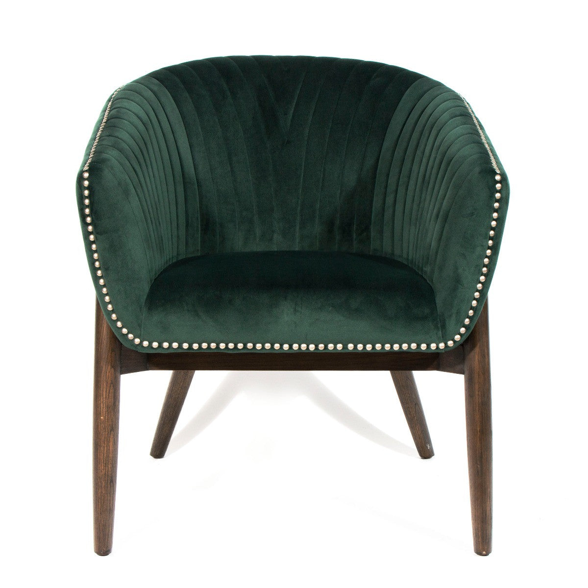 28" Green And Brown Velvet Arm Chair-2
