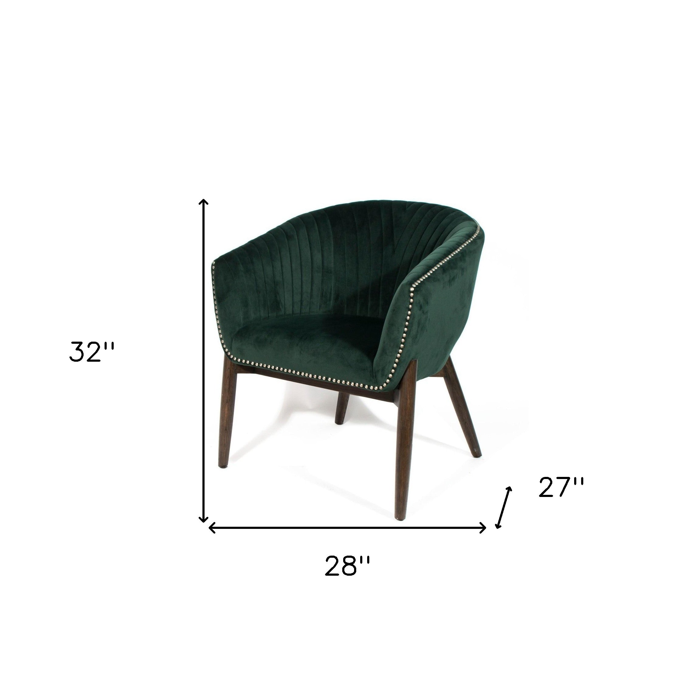 28" Green And Brown Velvet Arm Chair-7