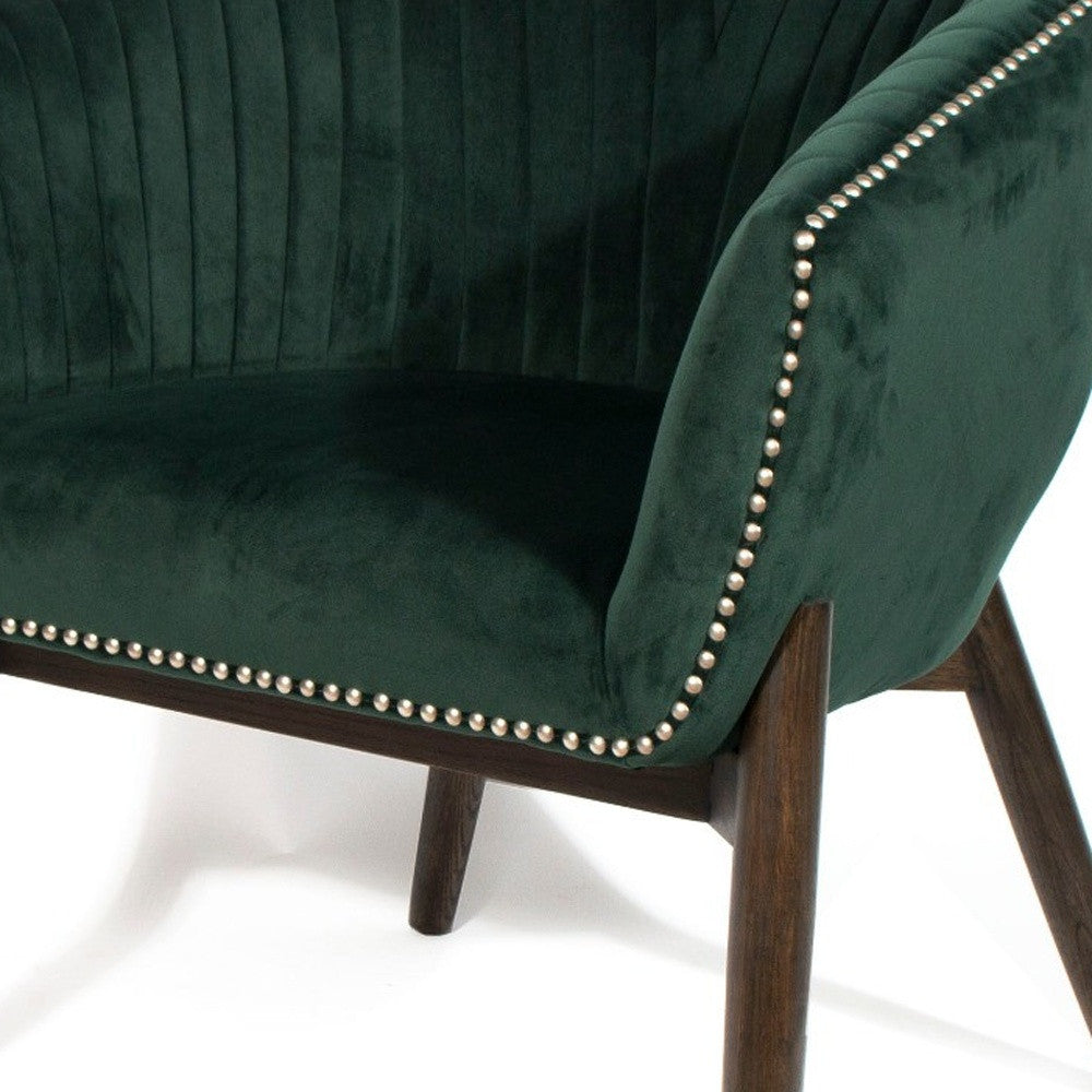 28" Green And Brown Velvet Arm Chair-5