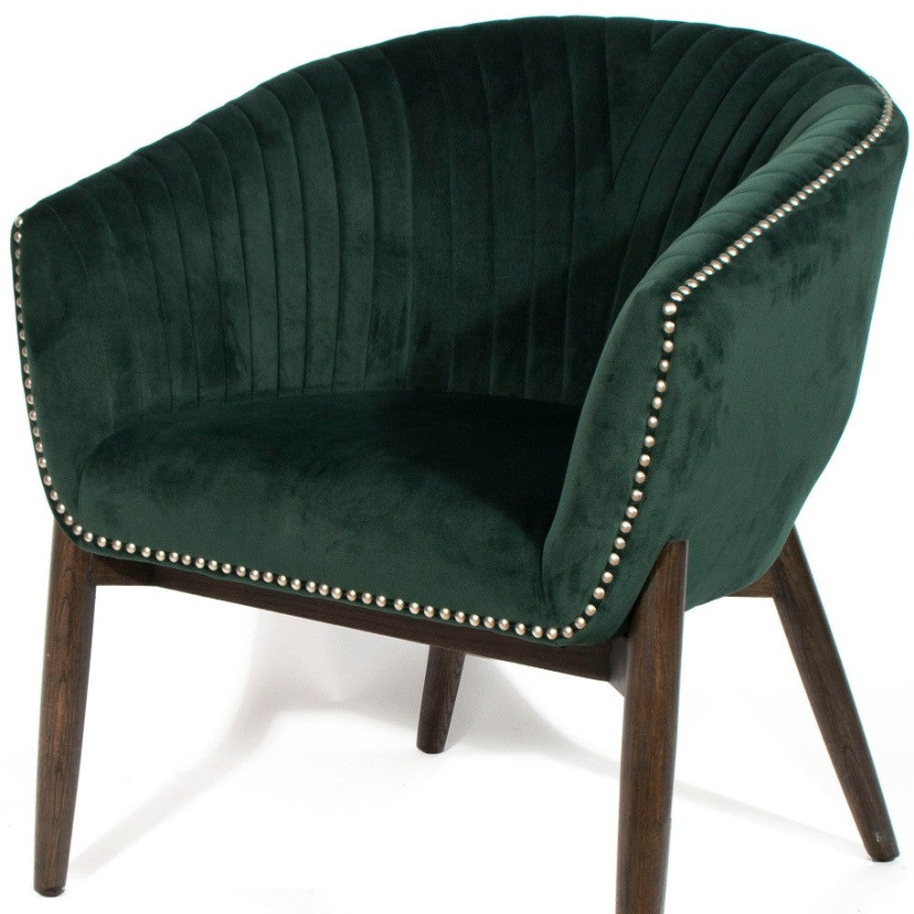 28" Green And Brown Velvet Arm Chair-6