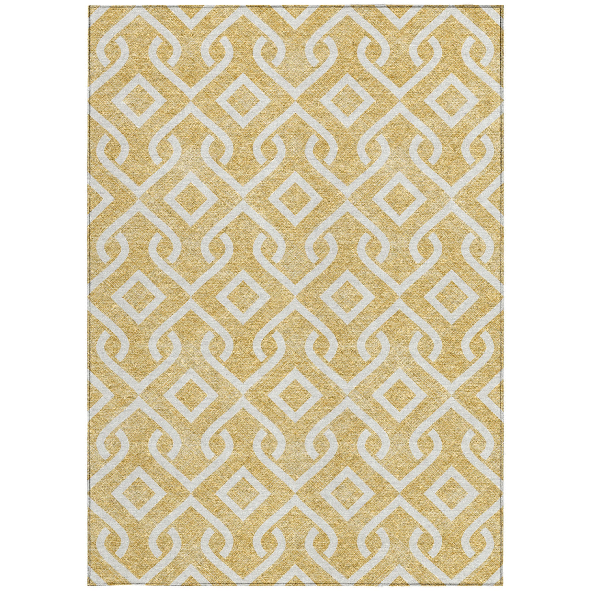 5' X 8' Gold And Ivory Geometric Washable Indoor Outdoor Area Rug-4