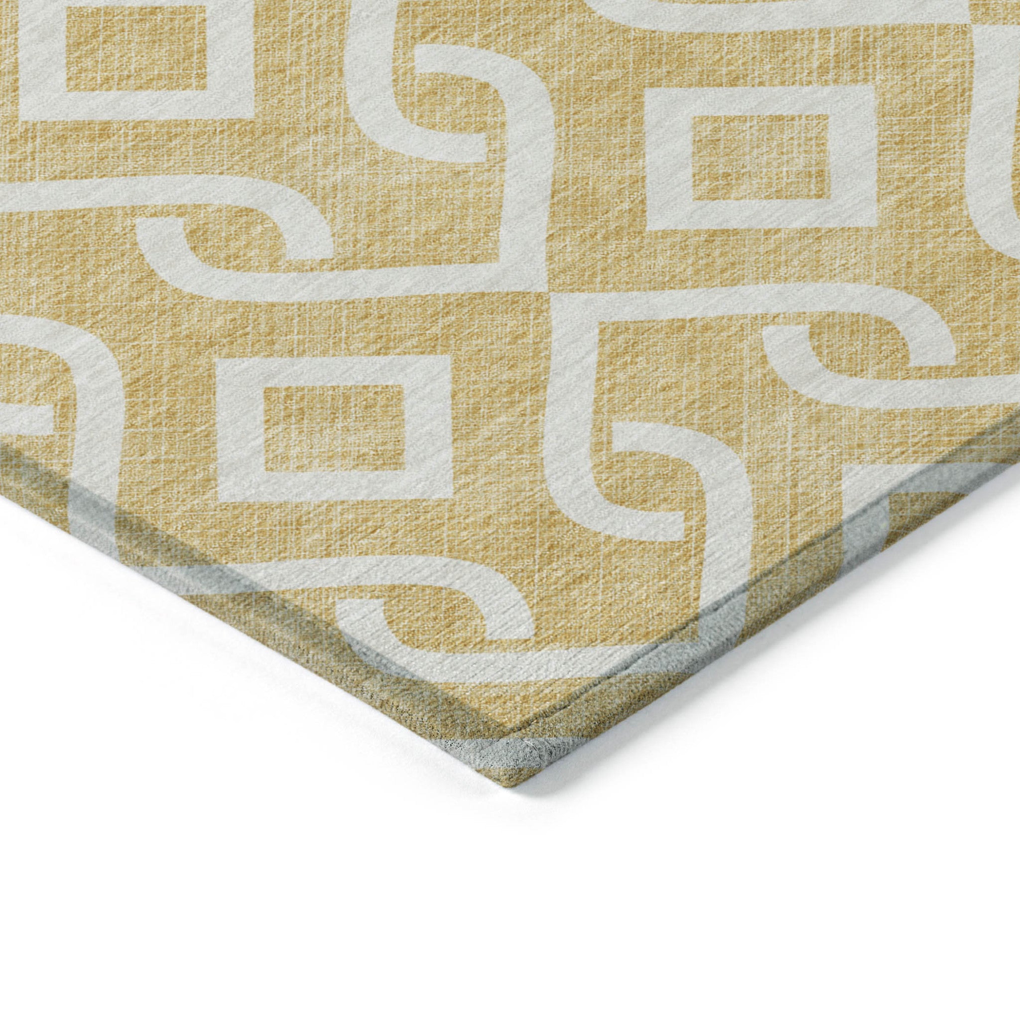 5' X 8' Gold And Ivory Geometric Washable Indoor Outdoor Area Rug-3