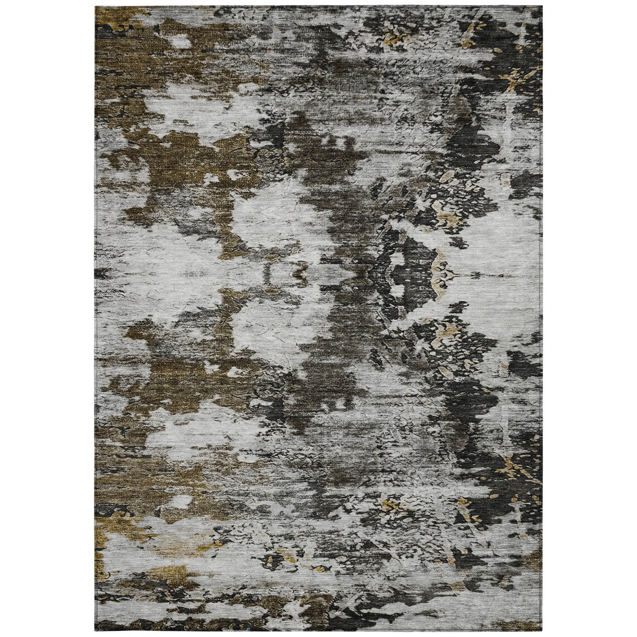 5' X 8' Taupe Brown And Gold Abstract Washable Indoor Outdoor Area Rug-4