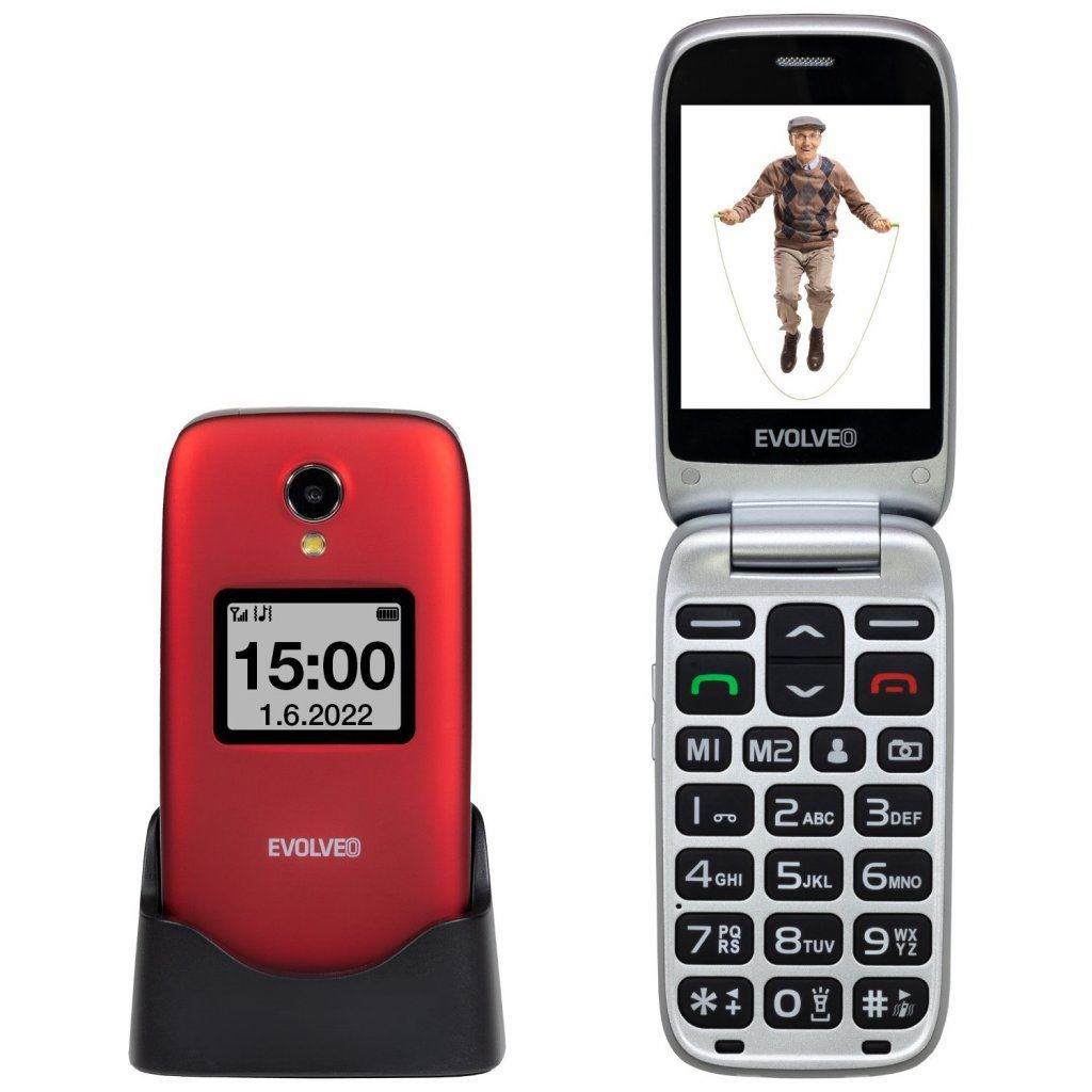 Evolveo EasyPhone FS mobiltelefon piros-ezüst (EP-771-FSR) (EP-771-FSR)-0