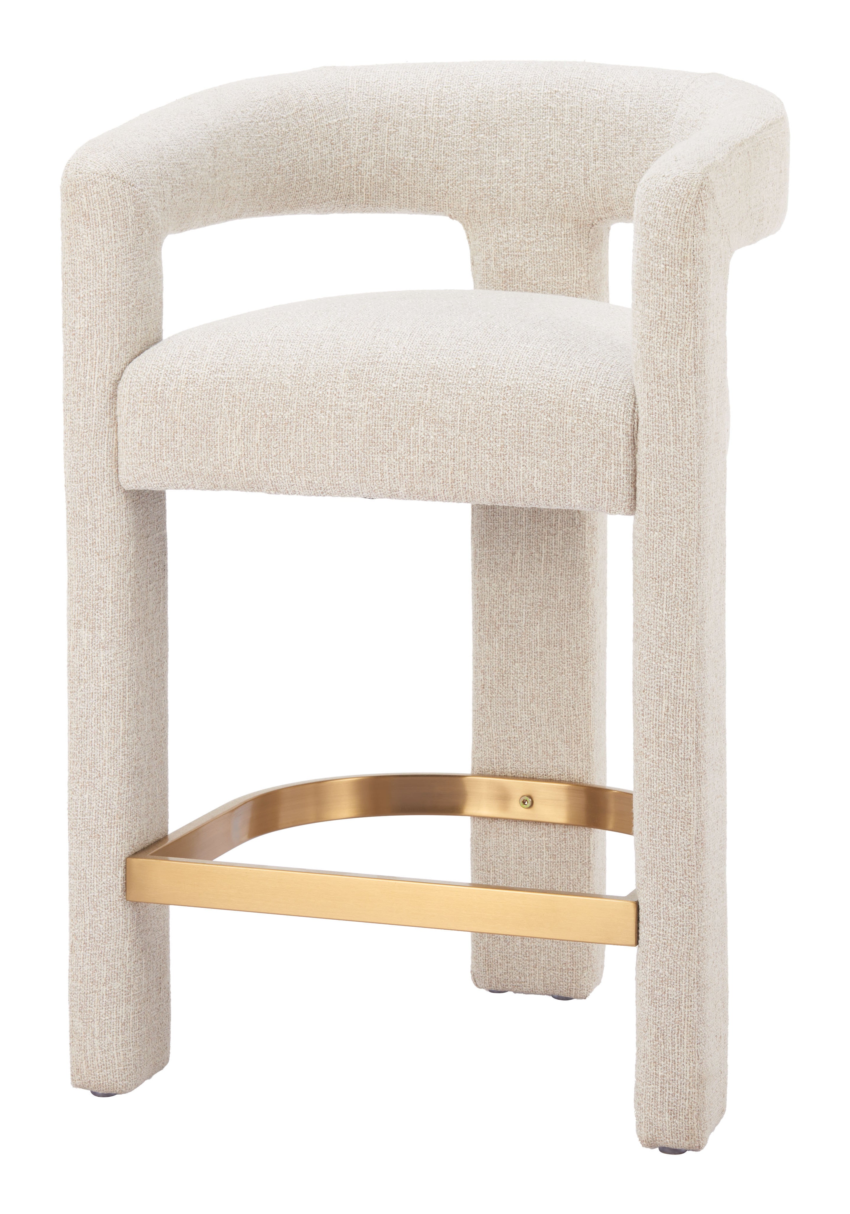 Beige Wood and Fabric Bar Chair-0