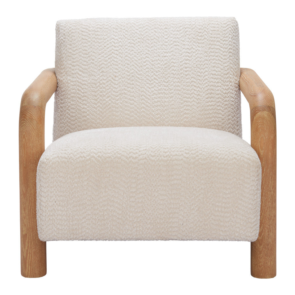 36" White And Natural Upholstered Arm Chair-3