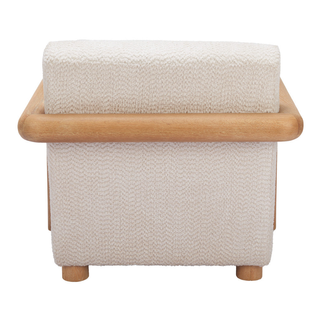 36" White And Natural Upholstered Arm Chair-4