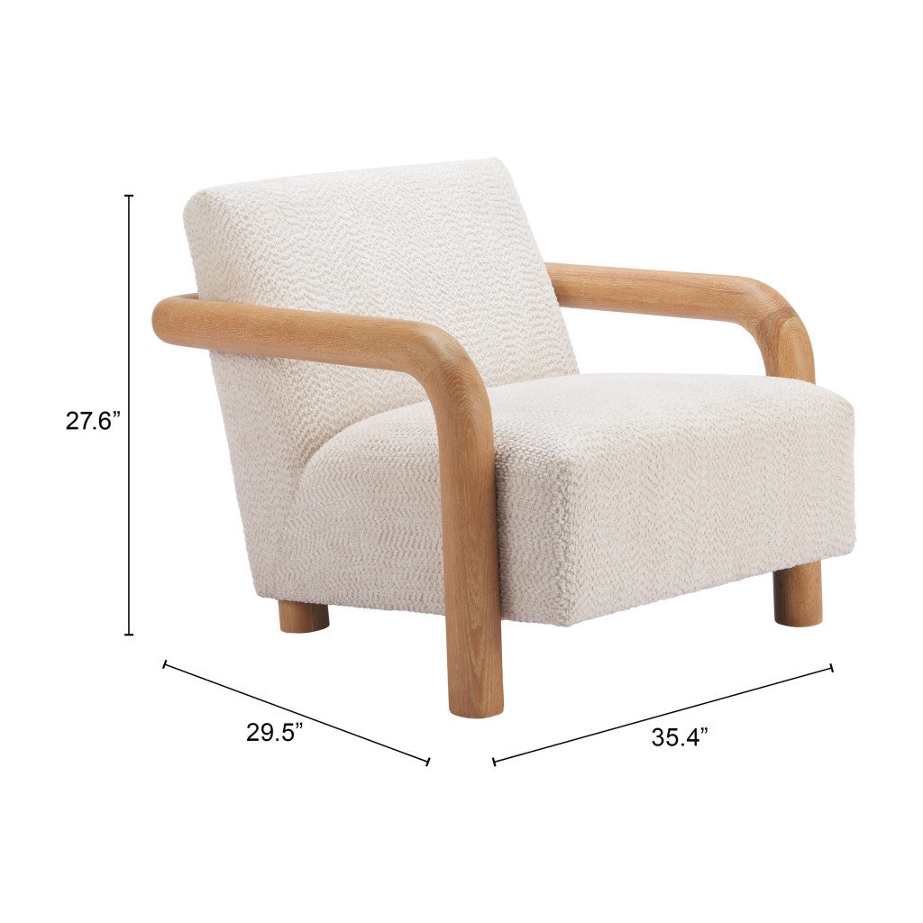 36" White And Natural Upholstered Arm Chair-8