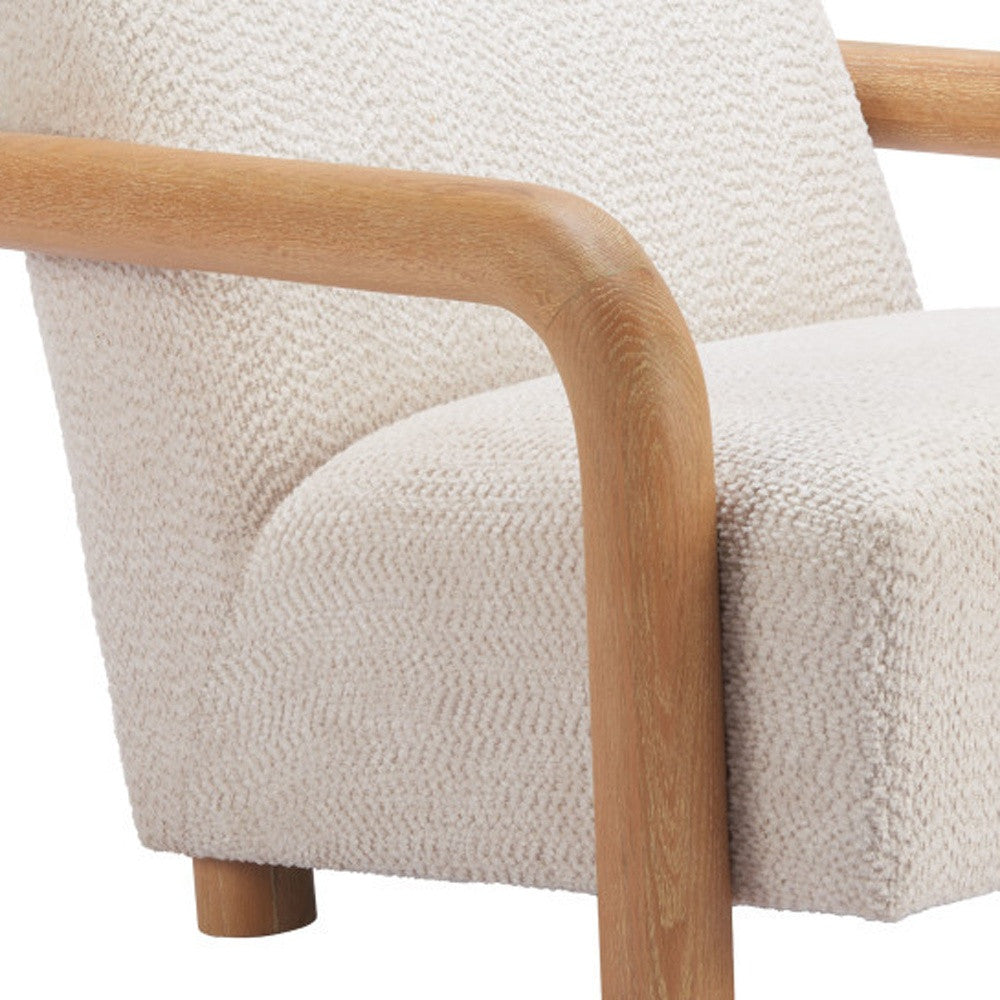 36" White And Natural Upholstered Arm Chair-6