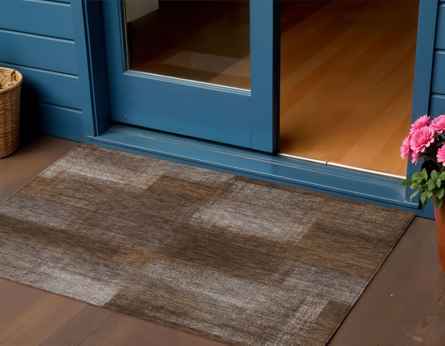 3' X 5' Brown And Ivory Abstract Washable Indoor Outdoor Area Rug-0