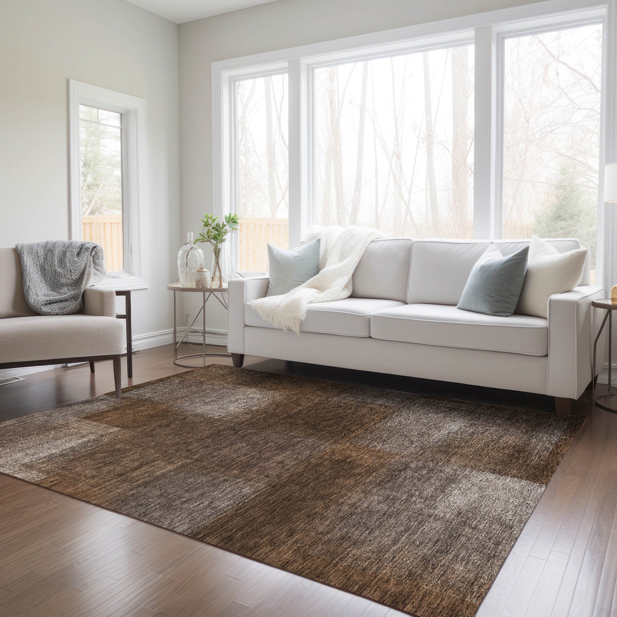 3' X 5' Brown And Ivory Abstract Washable Indoor Outdoor Area Rug-8