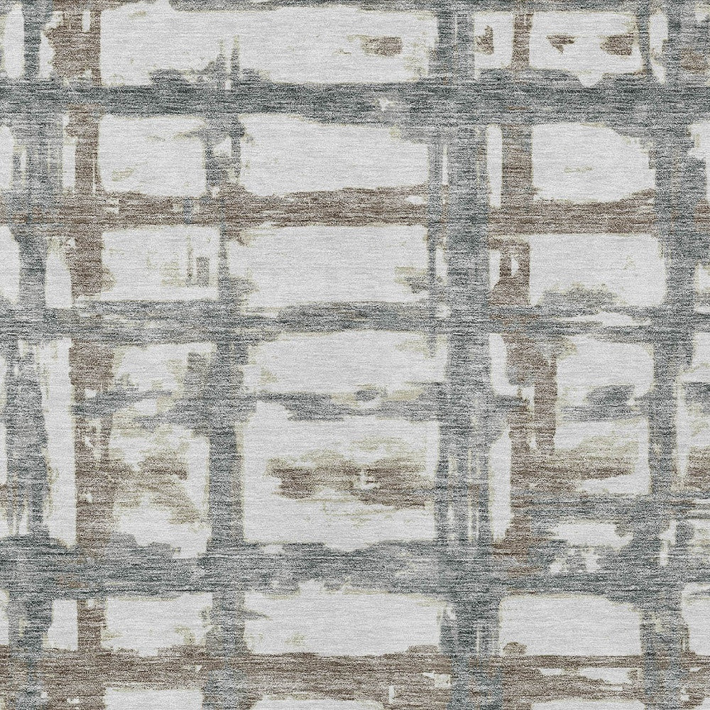 3' X 5' Silver Taupe And Gray Striped Washable Indoor Outdoor Area Rug-4