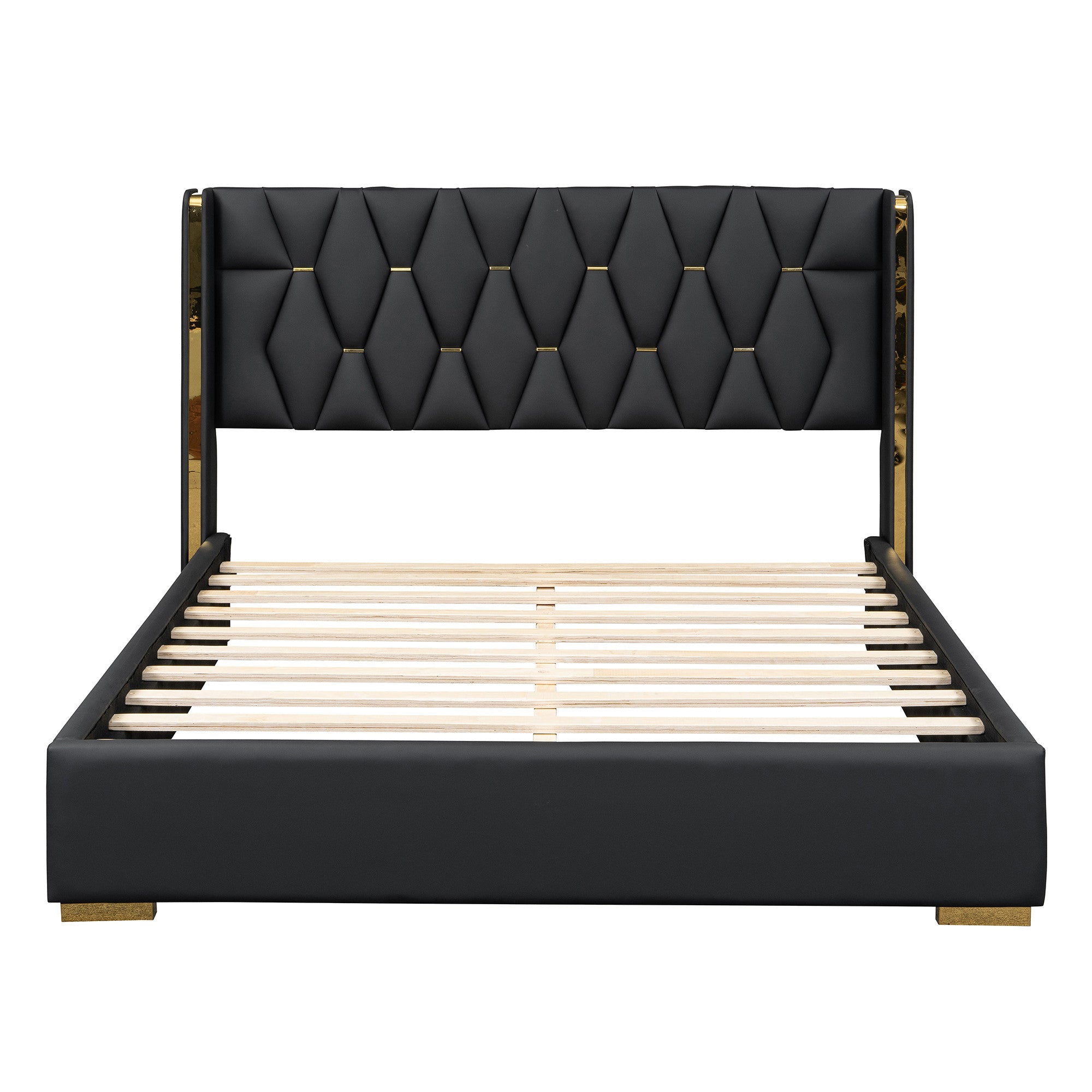 Black Tufted Upholstered Queen Bed Frame-7