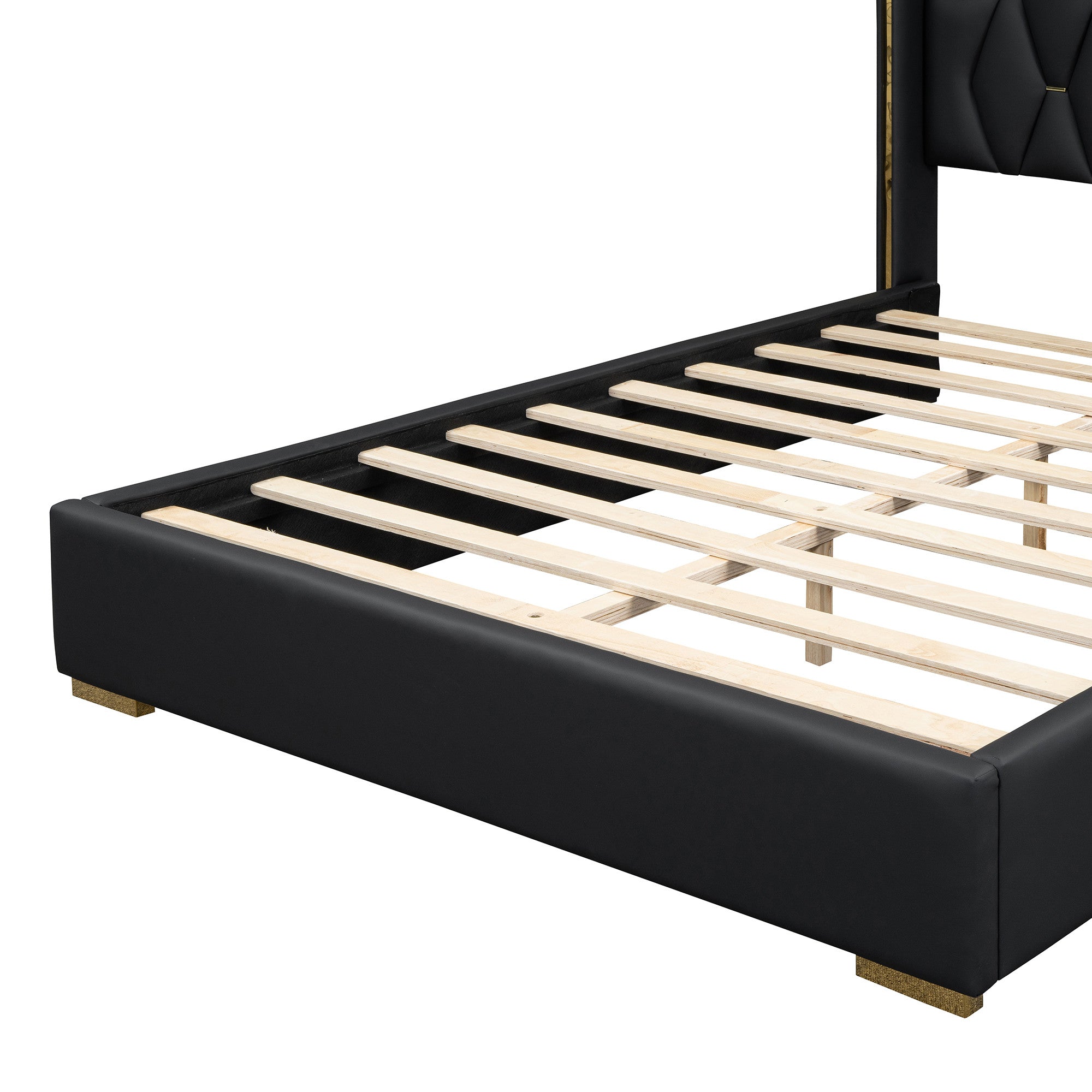 Black Tufted Upholstered Queen Bed Frame-5