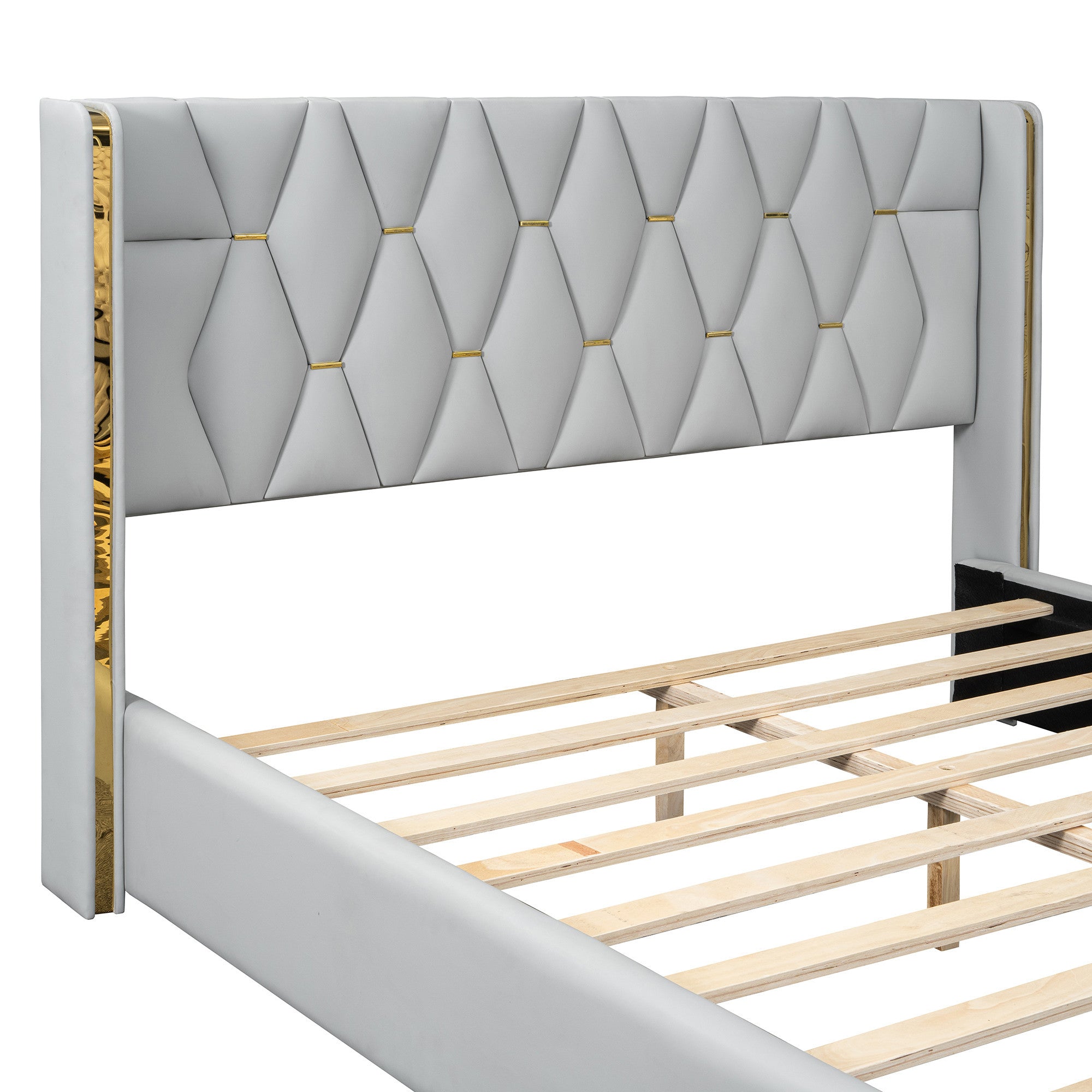 White Tufted Upholstered Twin Bed Frame-7