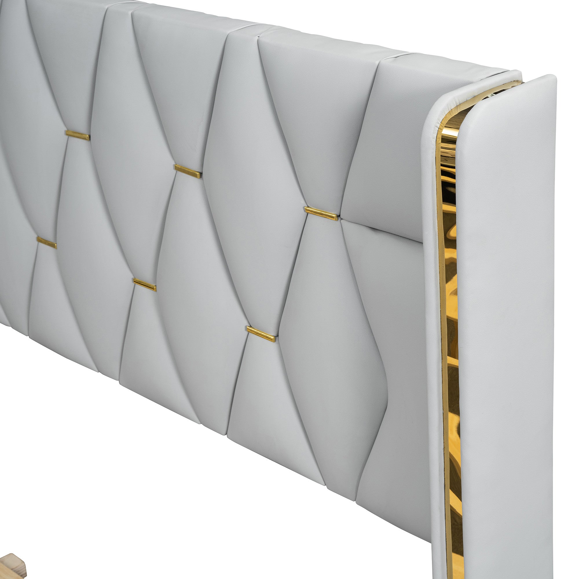 White Tufted Upholstered Twin Bed Frame-6