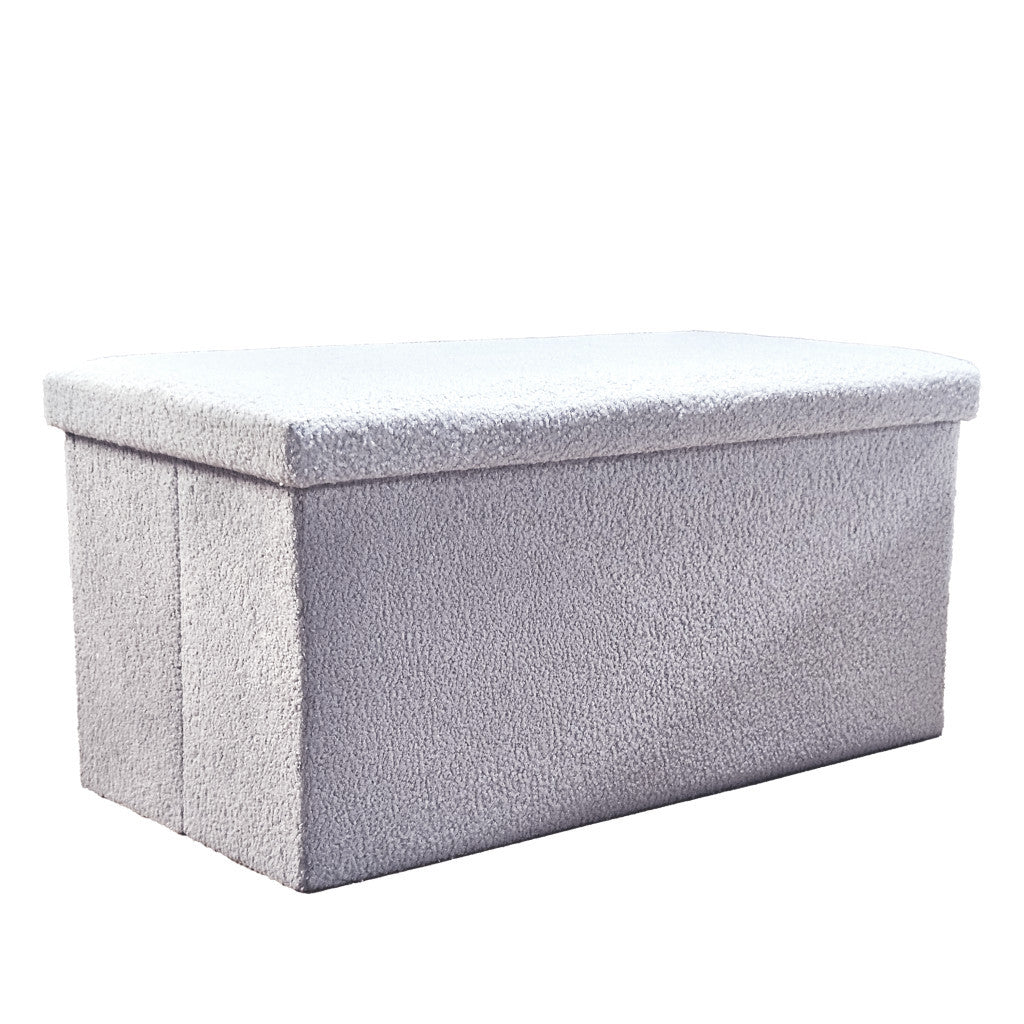 30" Gray Boucle Storage Ottoman-3