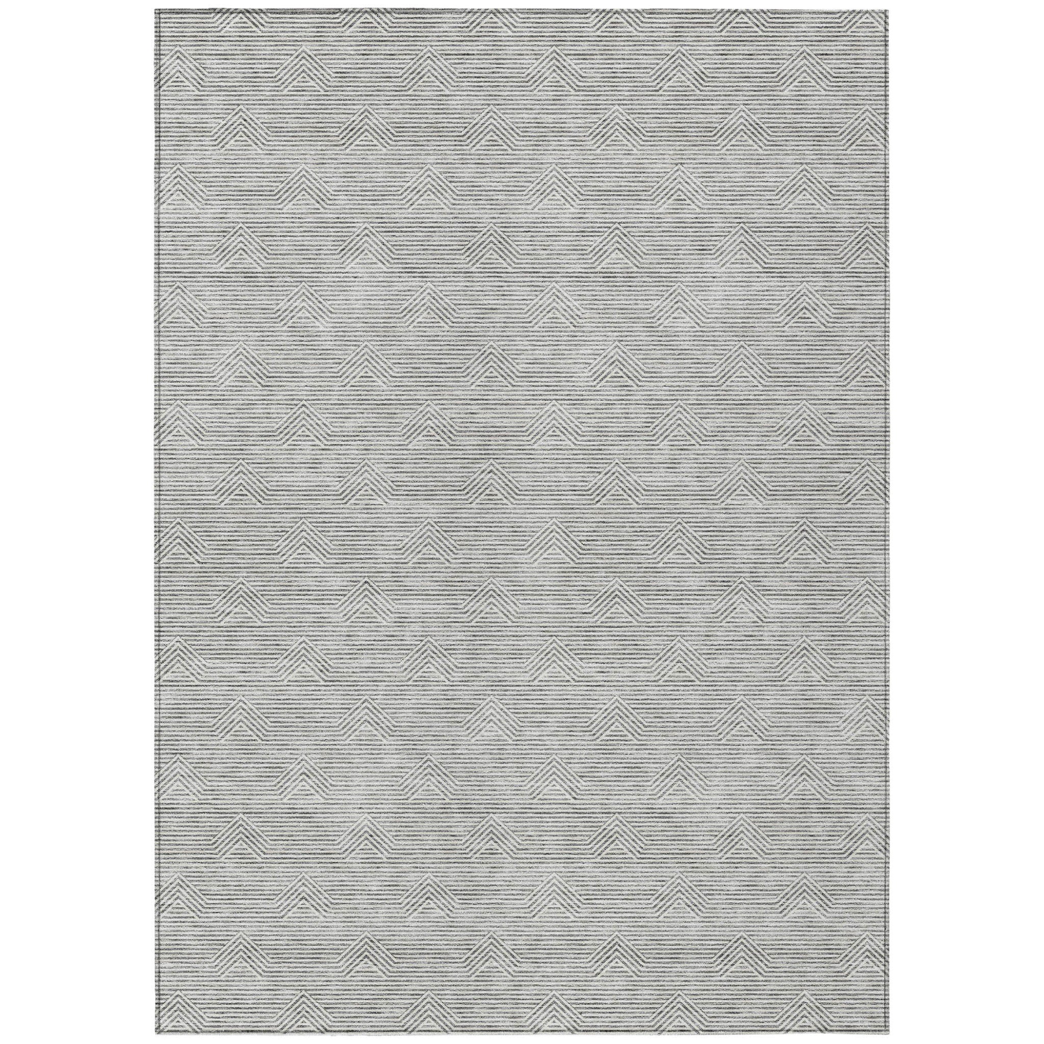 3' X 5' Gray And Ivory Geometric Washable Indoor Outdoor Area Rug-1