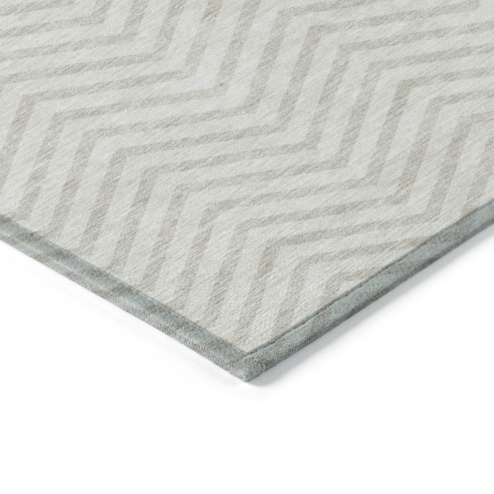5' X 8' Ivory And Beige Chevron Washable Indoor Outdoor Area Rug-3