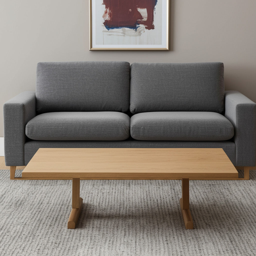 55" Natural Solid Wood Double Pedestal Coffee Table-0