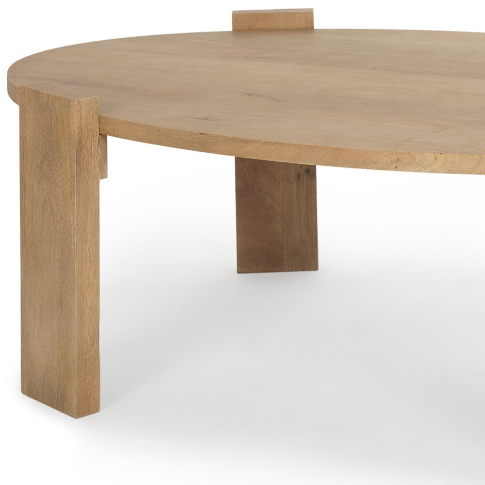 48" Natural Solid Wood Oval Coffee Table-8