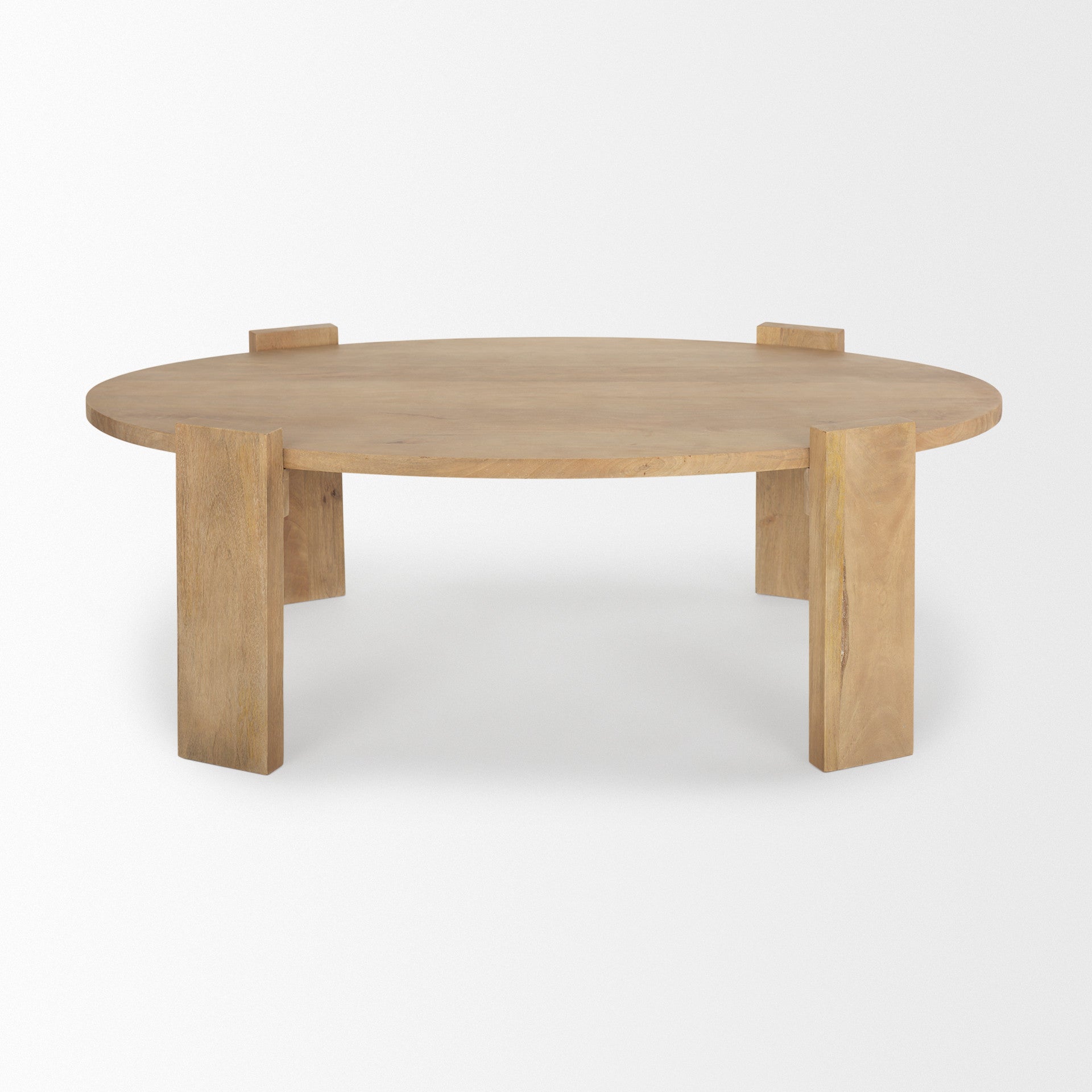48" Natural Solid Wood Oval Coffee Table-1