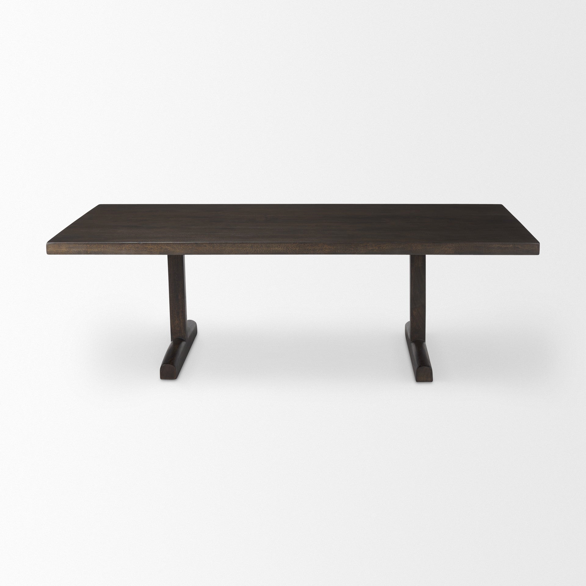 55" Dark Brown Solid Wood Double Pedestal Coffee Table-2