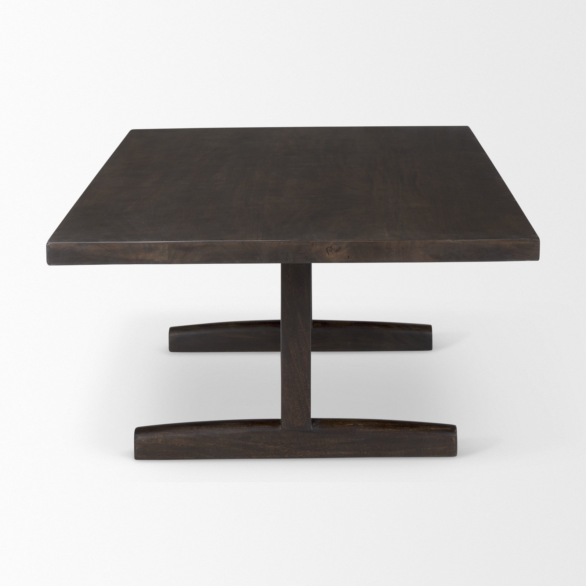 55" Dark Brown Solid Wood Double Pedestal Coffee Table-3