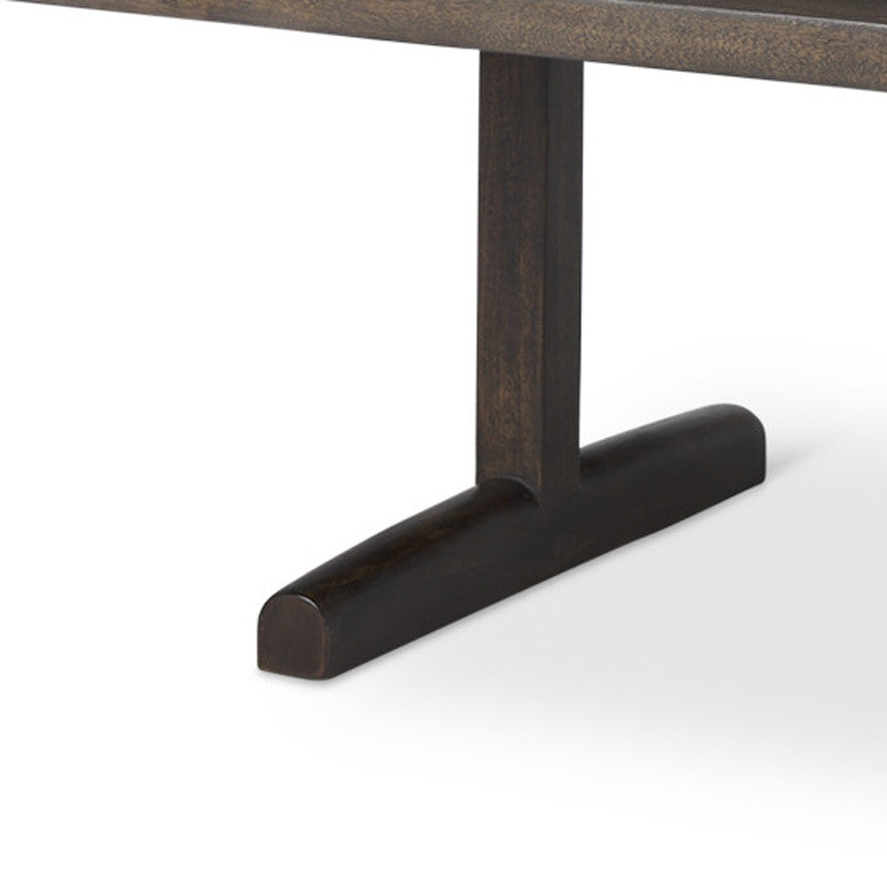 55" Dark Brown Solid Wood Double Pedestal Coffee Table-5