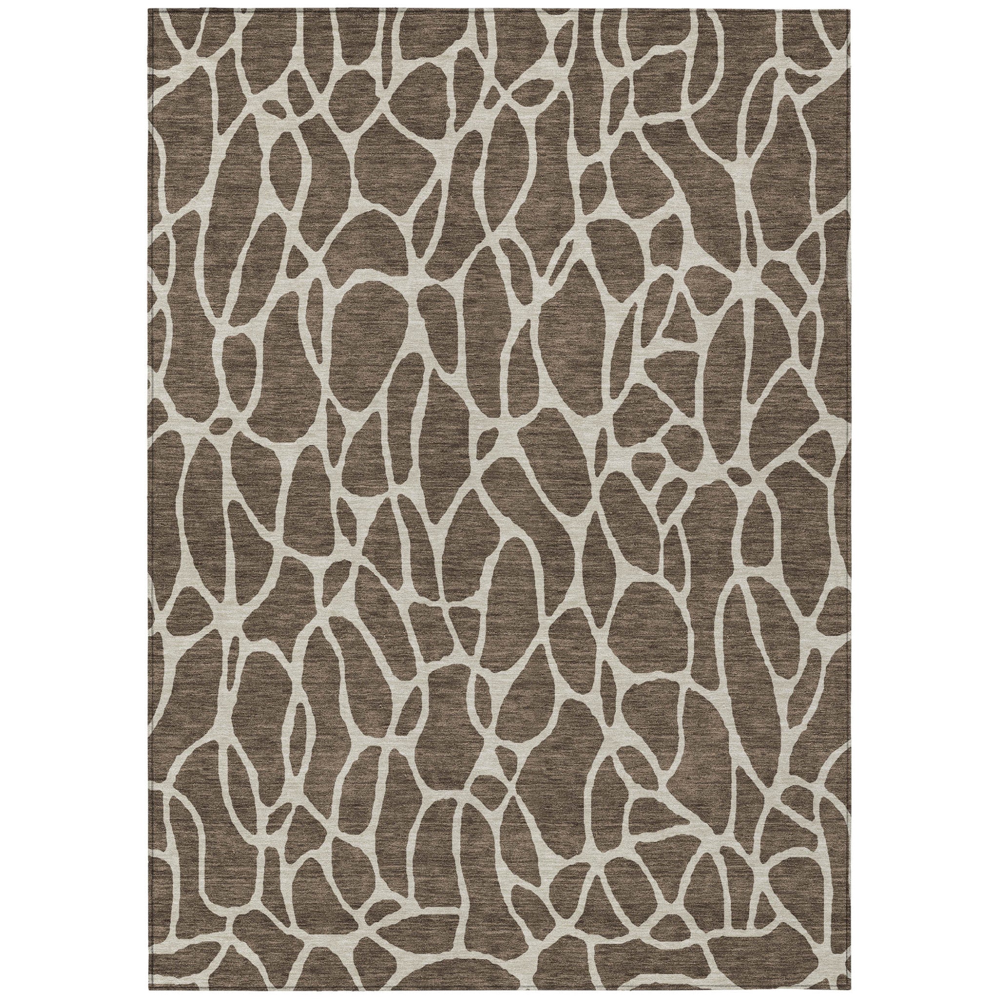 3' X 5' Brown And Beige Geometric Washable Indoor Outdoor Area Rug-1