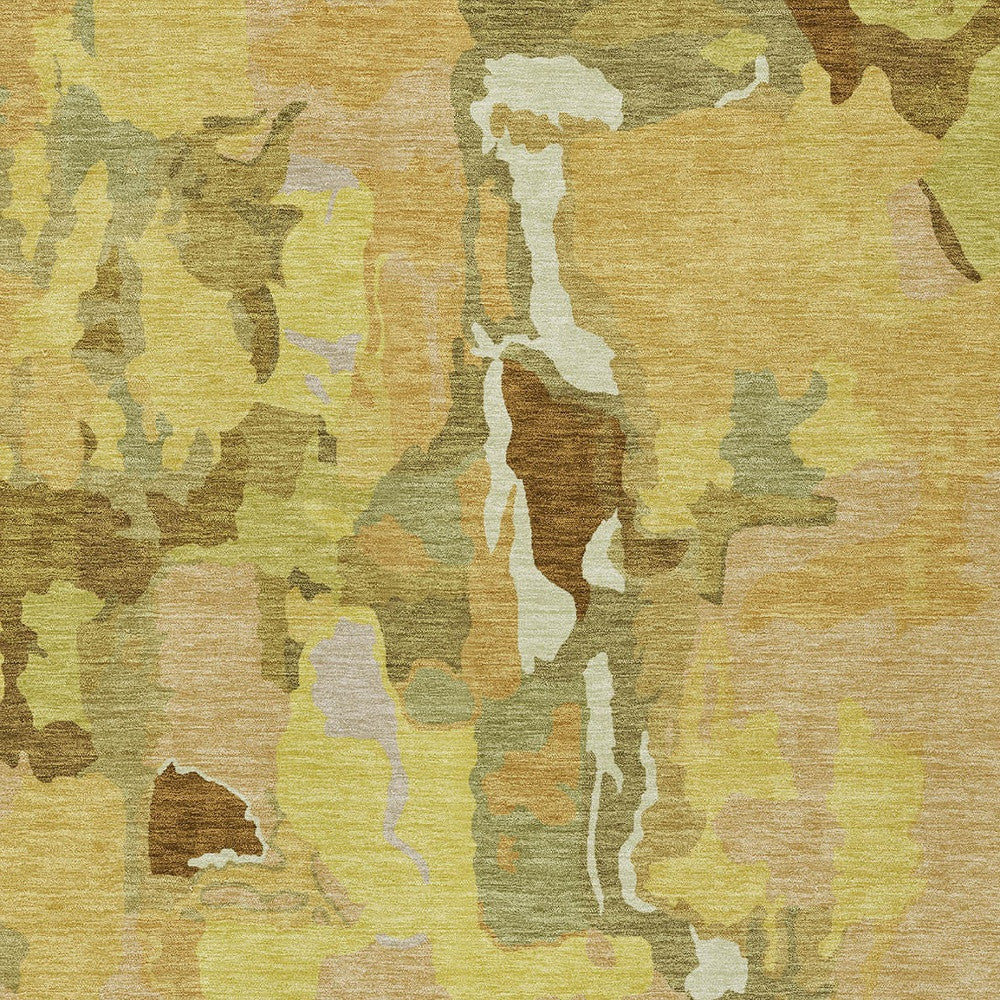 3' X 5' Gold Brown And Green Abstract Washable Indoor Outdoor Area Rug-5