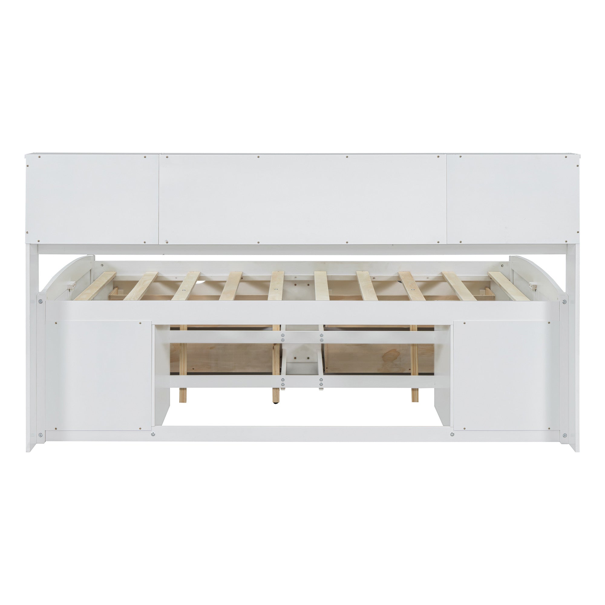 White Wood Full Bed Frame With Drawers-6