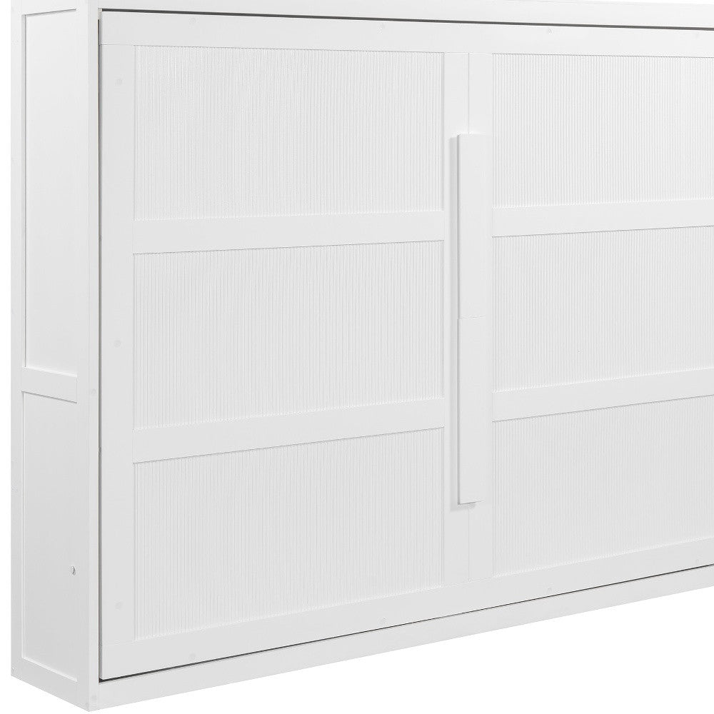 White Wood Queen Murphy Bed-4