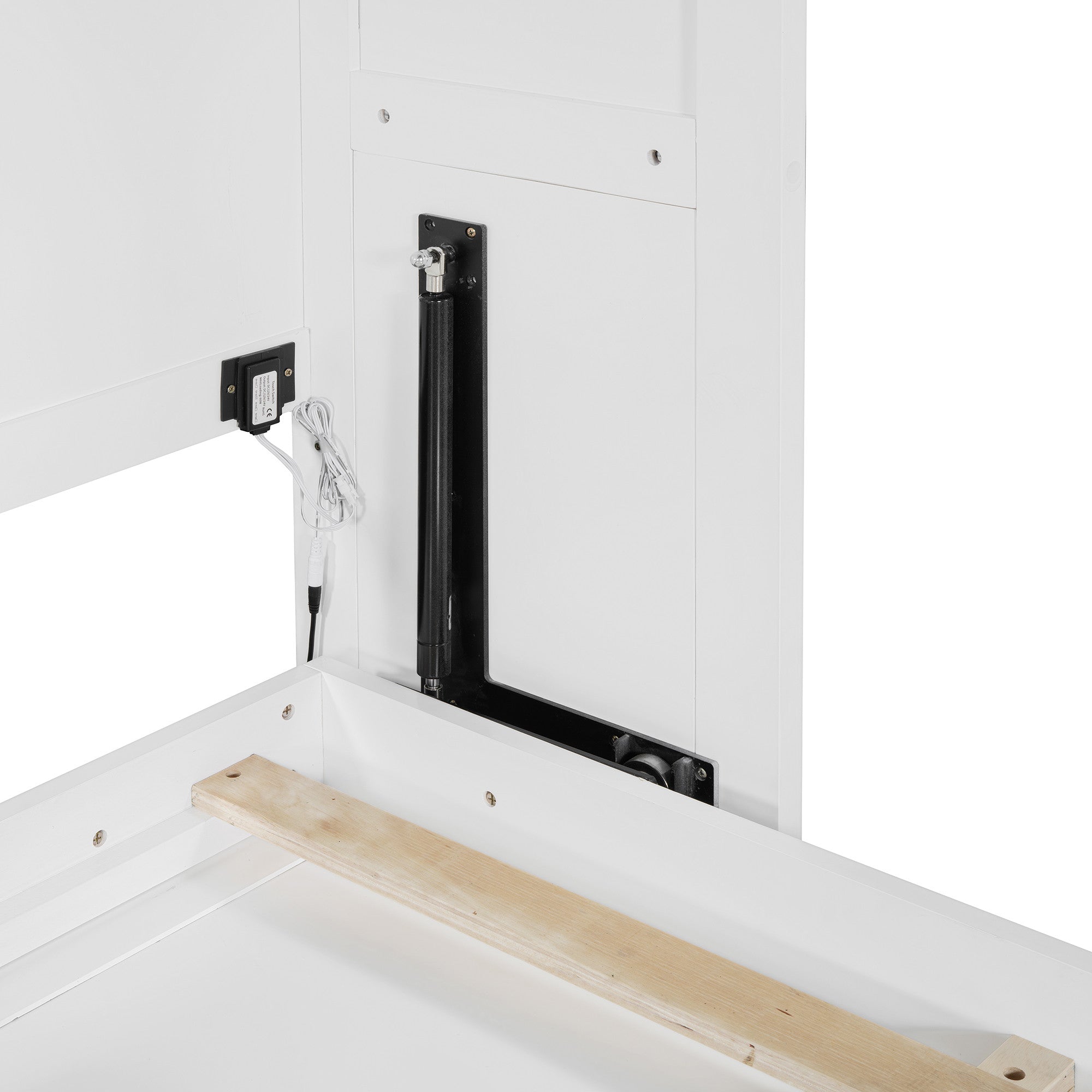 White Wood Queen Murphy Bed-5