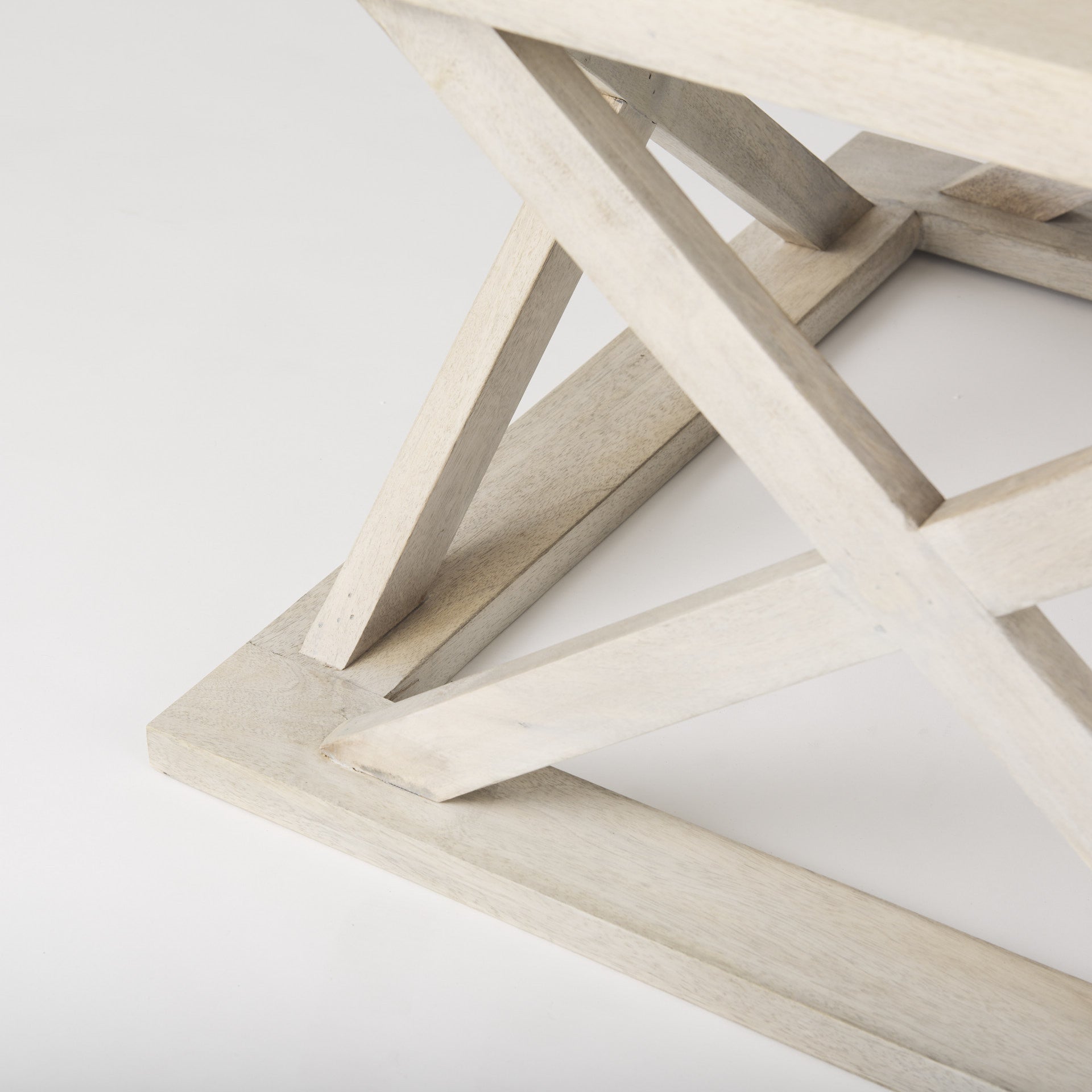 48" Off White Solid Wood Distressed Geo Frame Coffee Table-6