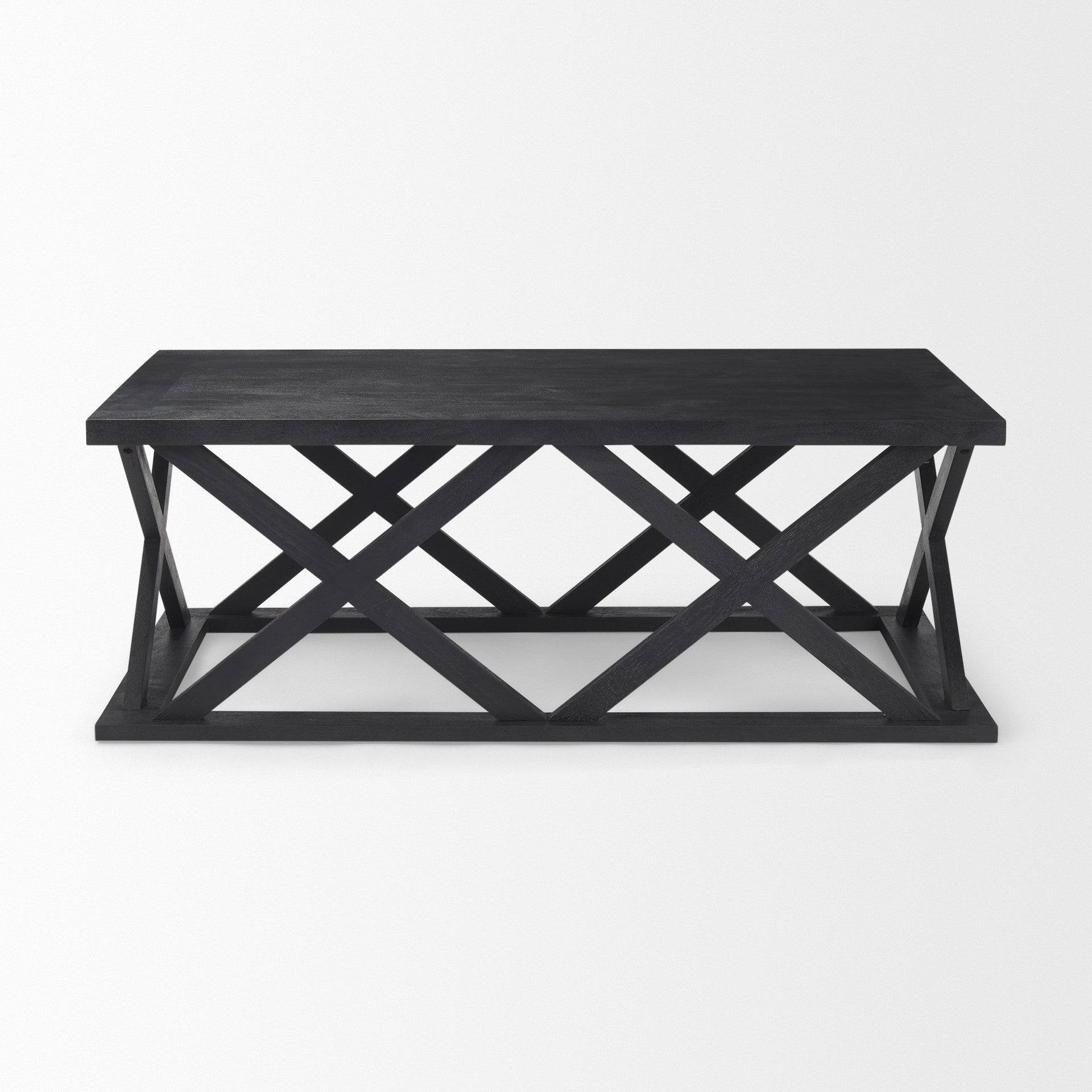 48" Black Solid Wood Geo Frame Coffee Table-2