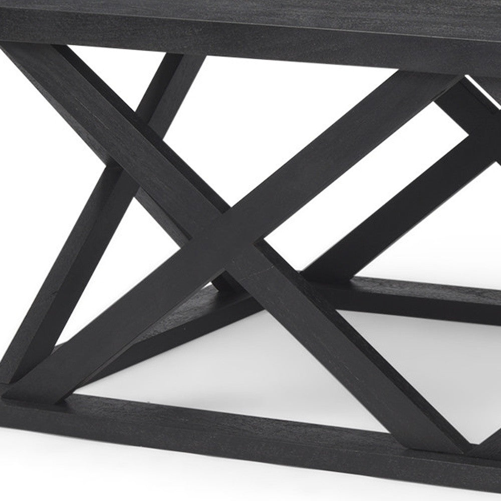 48" Black Solid Wood Geo Frame Coffee Table-6