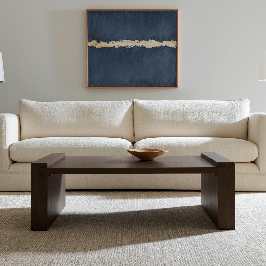 48" Dark Brown Solid Wood Sled Coffee Table-0