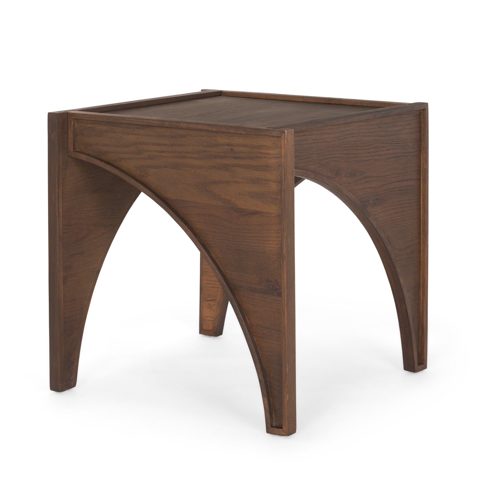 24" Brown Wood Modern Arched Square End Table-1
