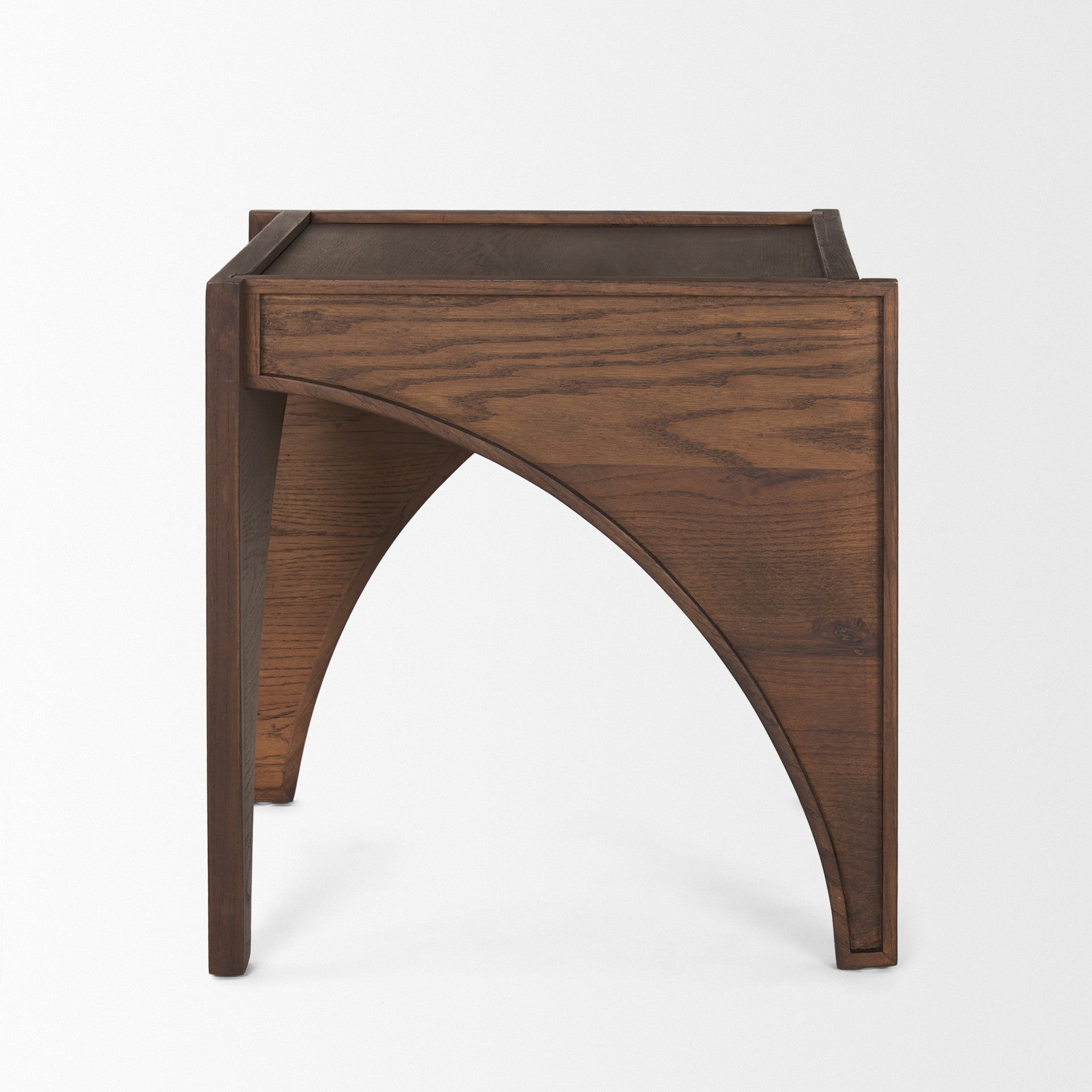 24" Brown Wood Modern Arched Square End Table-2