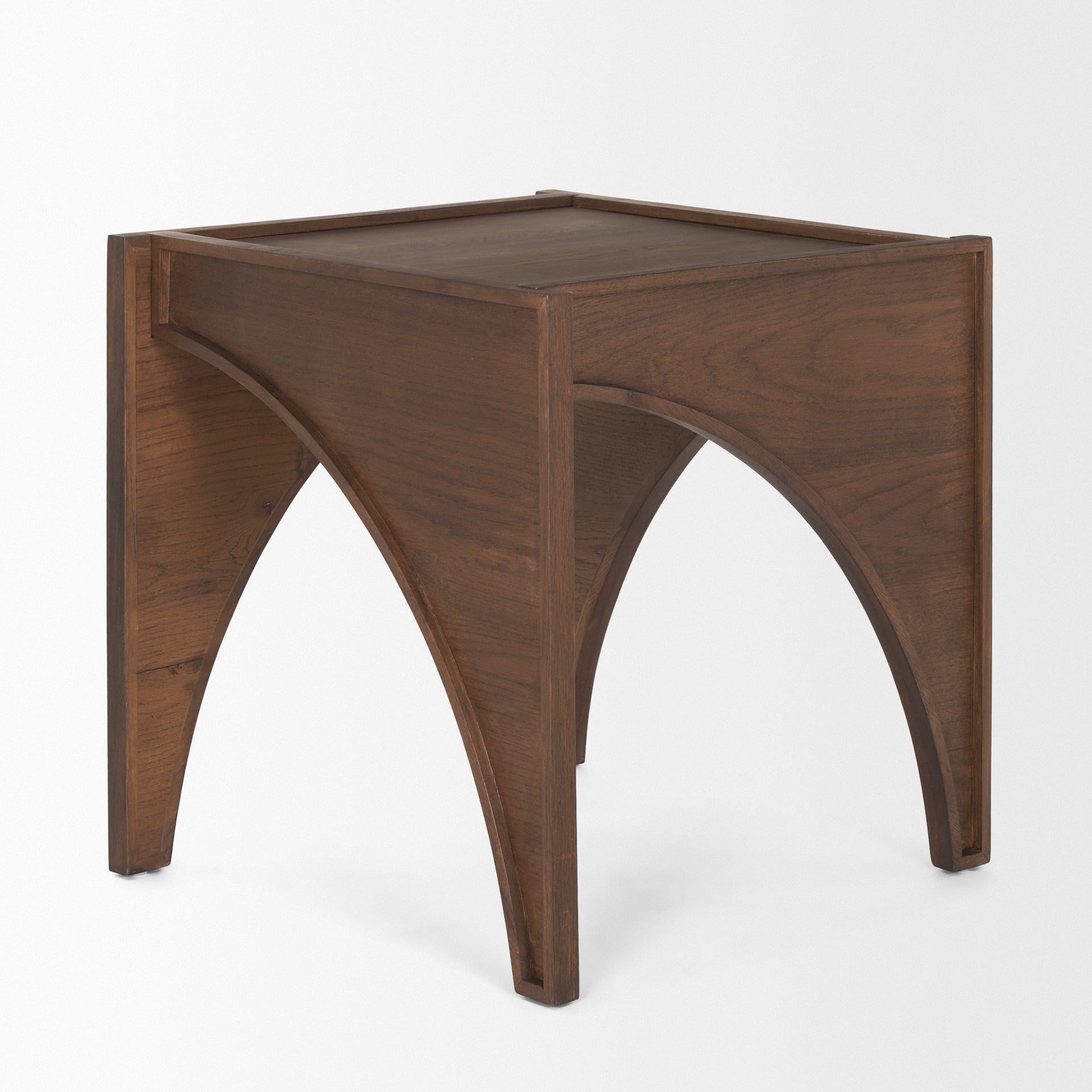 24" Brown Wood Modern Arched Square End Table-3