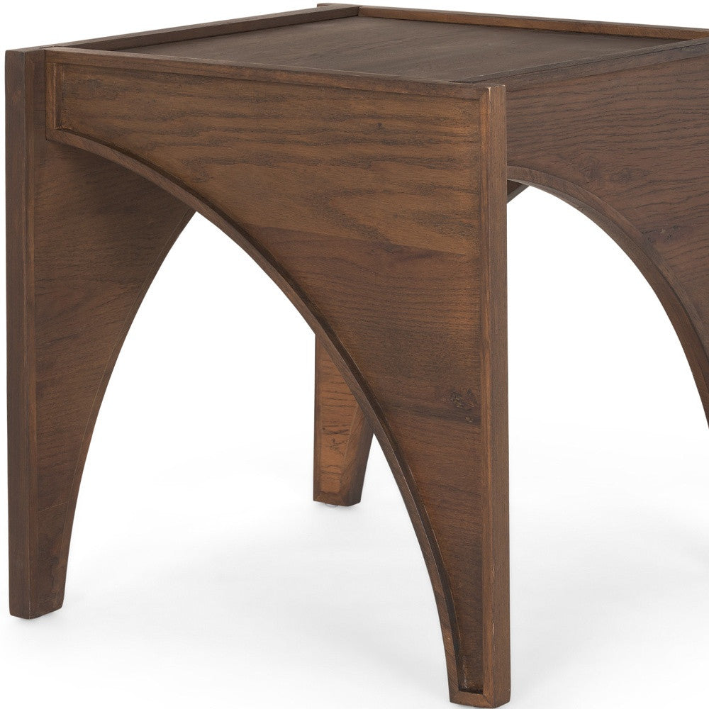 24" Brown Wood Modern Arched Square End Table-5